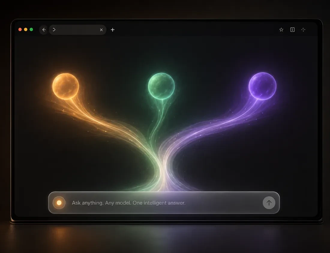 GlassBar routing to Claude, GPT and Gemini from one bar